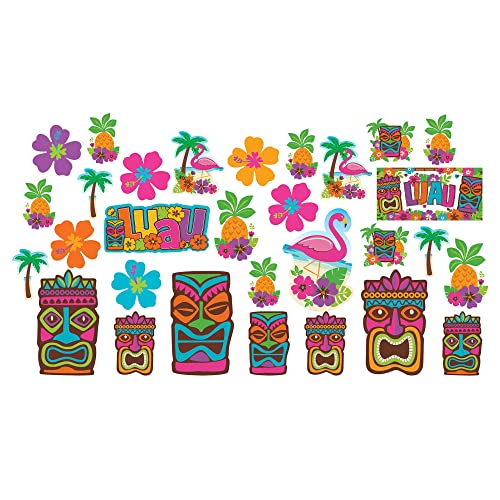 amscan Tiki Assortment Cutouts, Multicolor, Assorted Sizes, 30 Pcs