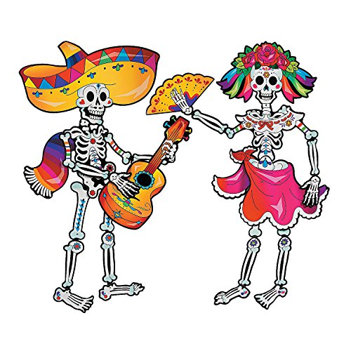Day of The Dead Skeleton Couple Jointed Cutouts - Over 4 feet Tall - Halloween Party Decor
