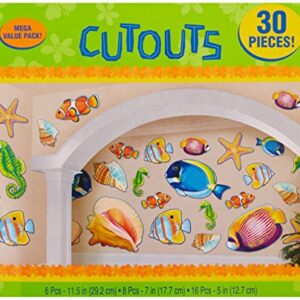 Amscan Sea Life Cutouts Party Decoration, 5", 8", 12", 30 Pcs