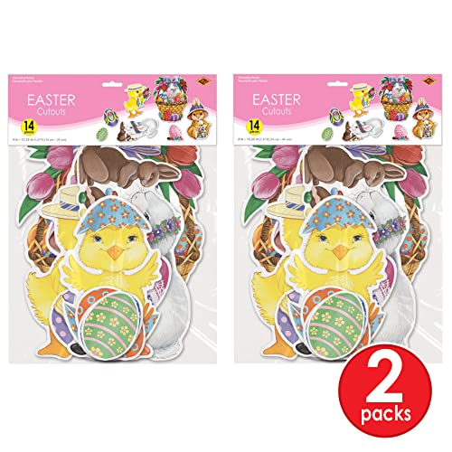 Beistle Easter Basket & Friends Cutouts 28 Piece, 4" - 15.25", Multicolored