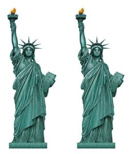 beistle jointed statue of liberty cut outs 2 piece new york city party decorations, 5′, green/black/orange/yellow
