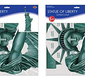 Beistle Jointed Statue Of Liberty Cut Outs 2 Piece New York City Party Decorations, 5', Green/Black/Orange/Yellow