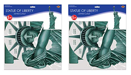 Beistle Jointed Statue Of Liberty Cut Outs 2 Piece New York City Party Decorations, 5', Green/Black/Orange/Yellow