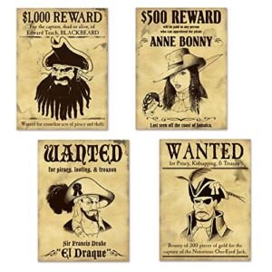 Beistle 8 Piece Pirate Wanted Sign Cutouts, 15.25", Black/Tan