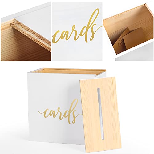 Hooqict White Wooden Wedding Card Box Large Rustic Gift Card Box with Slot for Wedding Reception Wishing Well Memory Money Box for Birthday Anniversaries Baby Shower Graduation