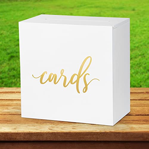 Hooqict White Wooden Wedding Card Box Large Rustic Gift Card Box with Slot for Wedding Reception Wishing Well Memory Money Box for Birthday Anniversaries Baby Shower Graduation