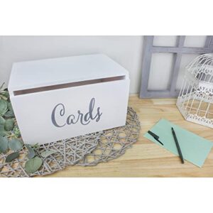 Darware Wooden Wedding Card Box for Reception, White Decorative Card Receiving Box for Birthdays, Showers, Graduations and More