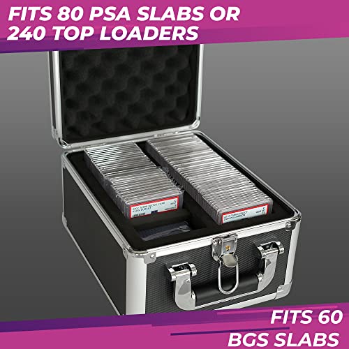 PREZA Trading Card Case - Graded Card Storage Box Display - Slab Case for Sports Card Collection Compatible with PSA and BGS (Black/Silver)