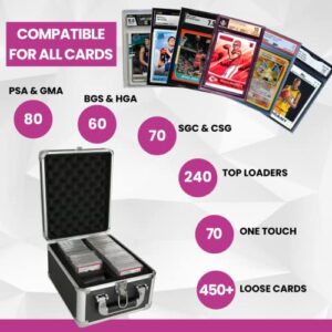 PREZA Trading Card Case - Graded Card Storage Box Display - Slab Case for Sports Card Collection Compatible with PSA and BGS (Black/Silver)