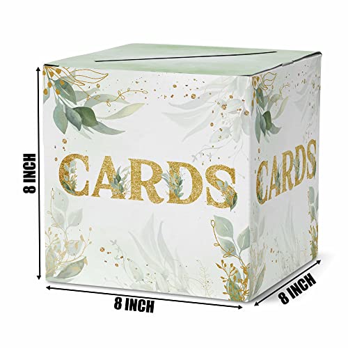 8”Card Box, Greenery Cards Receiving Box, For Birthday, Wedding, Bridal or Baby Shower, Engagement, Retirements, Graduation, Money Box Holder, Party Favor, Decorations, 1 pte (Cabox011）