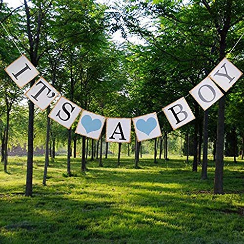 IT is A BOY Banner Bunting Christening Baby Shower Garland Decoration Birthday Party Favors