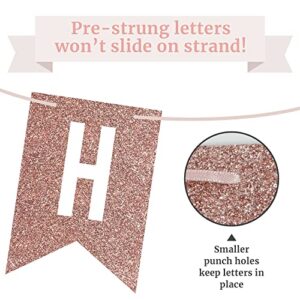 Pre-Strung Happy Birthday Banner - NO DIY - Rose Gold Glitter Birthday Party Banner - Pre-Strung Garland on 6 ft Strands - Rose Gold Birthday Party Decorations & Decor. Did we mention no DIY?