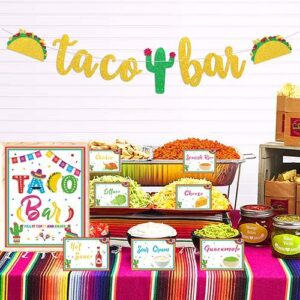 kitticcino taco bar decoration kit – banner sign tents garland for fiesta mexican cinco de mayo themed party bachelorette bridal shower, housewarming