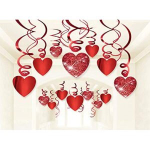 valentine’s day glitter heart swirl hanging decoration- bridal shower, engagement, wedding,birthday party decorations 30ct