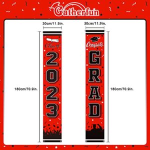 2023 Graduation Party Decorations Porch Sign Banner Red Large Congrats Grad Party Supplies Decorations Door Banner for Graduation Party