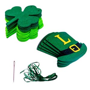 St Patricks Day Decorations Banner - Felt Shamrock Garland saint Patricks Day for the home Decorations Irish pattys ornaments leprechaun hat