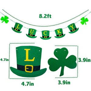 St Patricks Day Decorations Banner - Felt Shamrock Garland saint Patricks Day for the home Decorations Irish pattys ornaments leprechaun hat