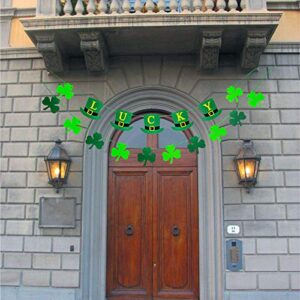 St Patricks Day Decorations Banner - Felt Shamrock Garland saint Patricks Day for the home Decorations Irish pattys ornaments leprechaun hat