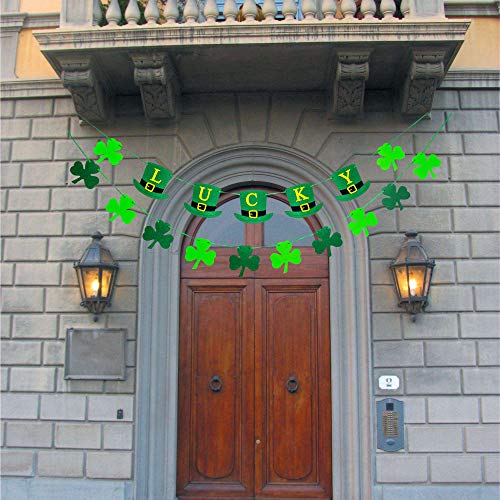 St Patricks Day Decorations Banner - Felt Shamrock Garland saint Patricks Day for the home Decorations Irish pattys ornaments leprechaun hat