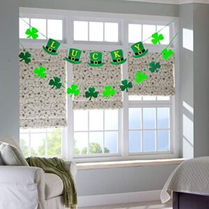 St Patricks Day Decorations Banner - Felt Shamrock Garland saint Patricks Day for the home Decorations Irish pattys ornaments leprechaun hat