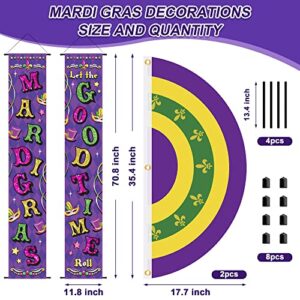 Mardi Gras Decor, Mardi Gras Backdrop Banner, Mardi Gras Porch Signs Hanging Banner, Carnival Fleur De Lis Fan Bunting Flag, Mardi Gras Outdoor Hanging Decorations for Masquerade Parade Float Party