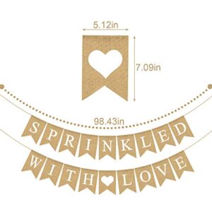 Rainlemon Jute Burlap Sprinkled with Love Banner Gender Neutral Baby Shower Sprinkle Decoration Supply