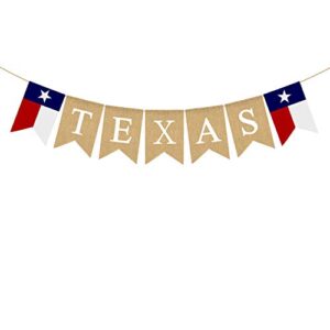 Jute Burlap Texas Lone Star State Flag Banner for Garden Fence,Fireplace Mantel Decoration