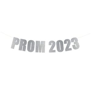 prom 2023 banner – prom night party decorations, high school prom, prom 2023, home prom party decor (silver glitter)