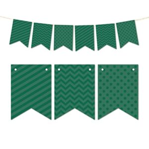 andaz press hanging bunting banner party decor with string, emerald forest green, 9-feet, 1-set