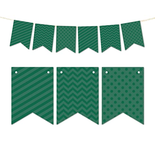 Andaz Press Hanging Bunting Banner Party Decor with String, Emerald Forest Green, 9-feet, 1-Set