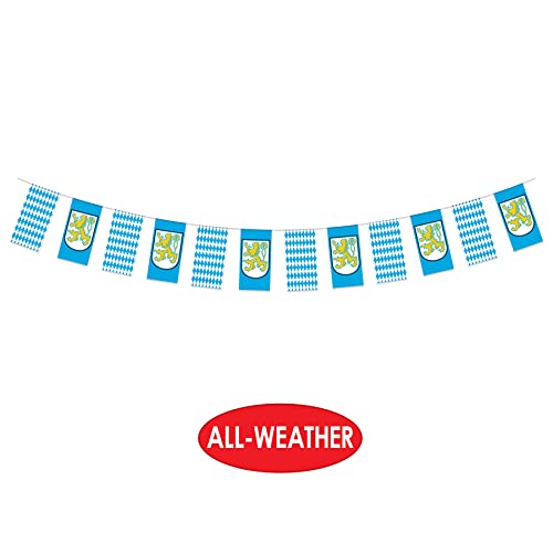 Beistle Oktoberfest Pennant Banner, 10" x 12', Blue/White/Yellow,54243