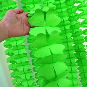 Green Tissue Paper Leaf Garland for St Patricks Party Decoration Four Leaf Shamrock Clover Steamers Spring Party Decor Backdrop Banner Hanging Irish Birthday Wedding Baby Shower Party Supplies
