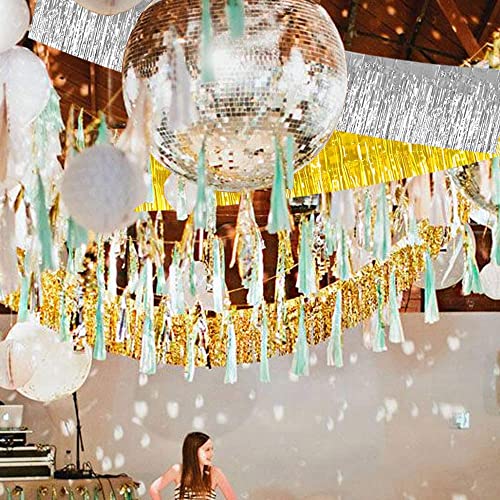 BEISHIDA 3 Packs Metallic Foil Fringe Garland Silver Wall Hanging Tinsel Fringe Banners for Car Parade Floats Bridal Shower Wedding Birthday Easter Graduation Holiday Party Decoration(30 Feet)