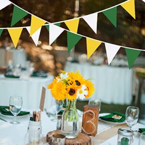 32Ft Yellow Green White Pennant Banner Fabric Triangle Flag Bunting Garland for Spring Summer Party Decorations Birthday Wedding Engagement Baby Shower Tea Party Outdoor Garden Hanging Decorations