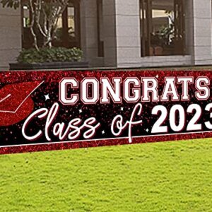 Large Congrats Class of 2023 Banner Red Backdrop Graduation 2023 Yard Sign for Graduation Party Supplies Graduation Decorations 2023 (Red)