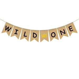 jute burlap wild one banner boy girl first birthday photo props party decoration