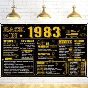 trgowaul 40th birthday anniversary decorations for women men born in 1983, back in 1983 birthday poster banner, 40 year ago 1983 birthday party supplies, vintage 1983 40th anniversary reunion gifts