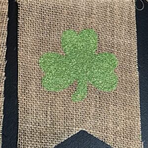 St Patricks Day Garland Decor - Shamrock Glitter Garland Home Decor - St Patricks Day Burlap Banner - Saint Patrick's Day Party Decorations - St Patty's Day Rustic Fireplace Decor by Jolly Jon