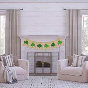 St Patricks Day Garland Decor - Shamrock Glitter Garland Home Decor - St Patricks Day Burlap Banner - Saint Patrick's Day Party Decorations - St Patty's Day Rustic Fireplace Decor by Jolly Jon