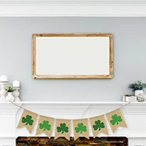 St Patricks Day Garland Decor - Shamrock Glitter Garland Home Decor - St Patricks Day Burlap Banner - Saint Patrick's Day Party Decorations - St Patty's Day Rustic Fireplace Decor by Jolly Jon