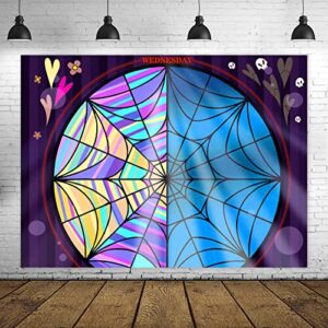 wednesday banner happy birthday backdrop horror fantasy tv drama theme for boys girls fans room bedroom playroom college dorm and apartment decor wednesday party supplies birthday party decorations