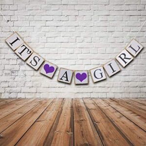 IT is A Girl Banner for Purple Lavender Royal Princess Girl Baby Shower Party Decorations