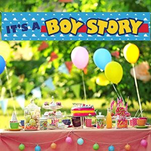 HENGFU It's a Boy Story Yard Banner Outdoor & Indoor Garden Sign Hanging 118In x 20In Blue Sky White Clouds Photo Backdrops For Baby Shower Newborn Boys Birthday Party Decoration Supplies