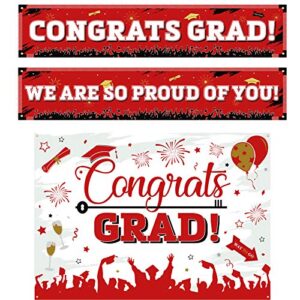 bundle- 2 items: red graduation backdrop+ graduation banner