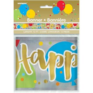 Unique Glitzy Balloon Birthday Foil Banner, 12, Multicolor