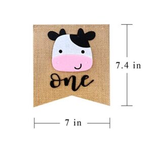 Farm ONE High Chair Banner for First Birthday, Barnyard Cow 1st Birthday Party Highchair Decoration