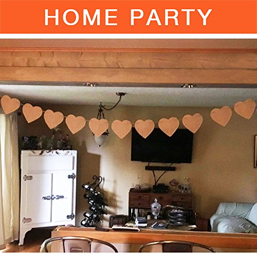 ThxToms (15 Pcs) Heart-Shape Burlap Banner, DIY Custom Banners, Party Decor for Birthday, Wedding, Baby Shower and Graduation, 14.6ft