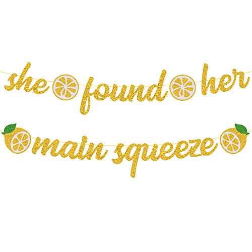 She Found Her Main Squeeze Bridal Shower Decorations for Lemon Citrus Lemonade Theme Bride to Be Bachelorette Wedding Engagement Final Fiesta Hen Party Supplies Gold Glitter Decor