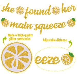 She Found Her Main Squeeze Bridal Shower Decorations for Lemon Citrus Lemonade Theme Bride to Be Bachelorette Wedding Engagement Final Fiesta Hen Party Supplies Gold Glitter Decor