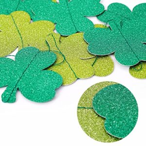 St Patricks Day Decorations, Lucky Shamrock Garland Banner, Patrick's Day Burlap Banners with 4 Glitter Shamrock Garland - NO DIY